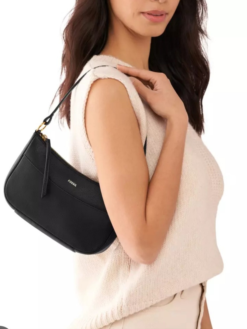 Fossil Skylar Over The Shoulder Crossbody Baguette Dark Green Bag